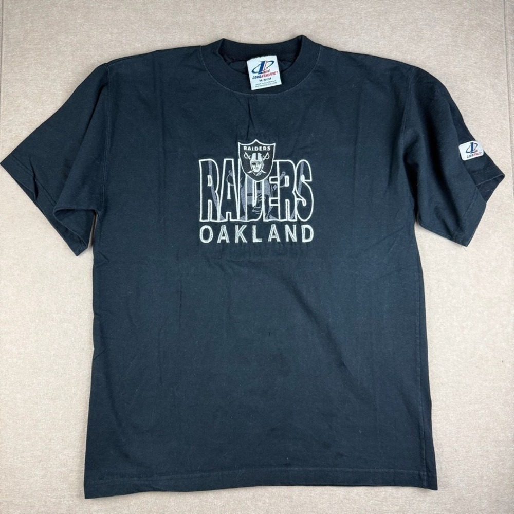 Vintage Oakland Raiders Shirt Mens M Black NFL Embroidered Football Athletic Tee